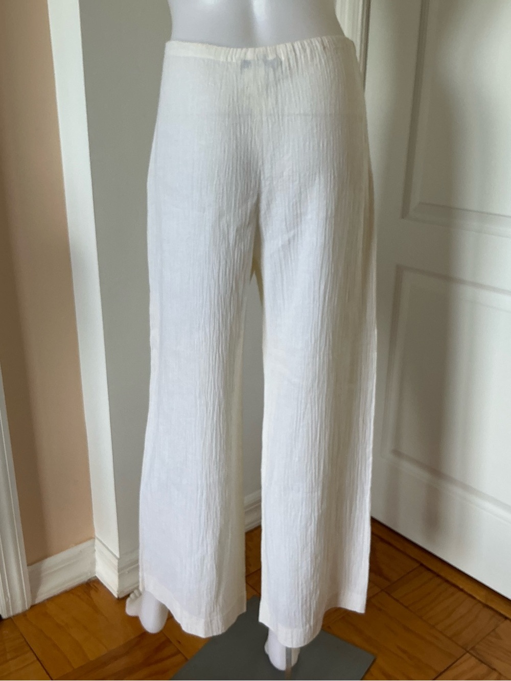 Yves Saint Laurent Cream Drawstring Wide-Leg Pants - Picture 2 of 10